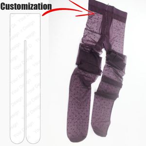 Custom Own Pattern Designer Jacquard Polka Dot <strong>Purple</strong> Silk Pantyhose Knitting Full Transparent Summer Thin Woman Pantyhose - Product Image 1