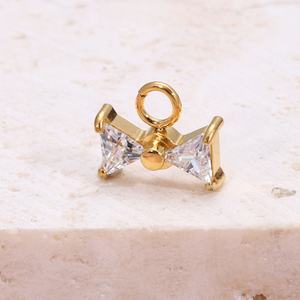 MF48 Lote de 10 piezas de dijes de cobre chapado en oro de 18K con circonita, accesorios de joyería al por mayor para la fabricación de colgantes y collares DIY - Product Image 3