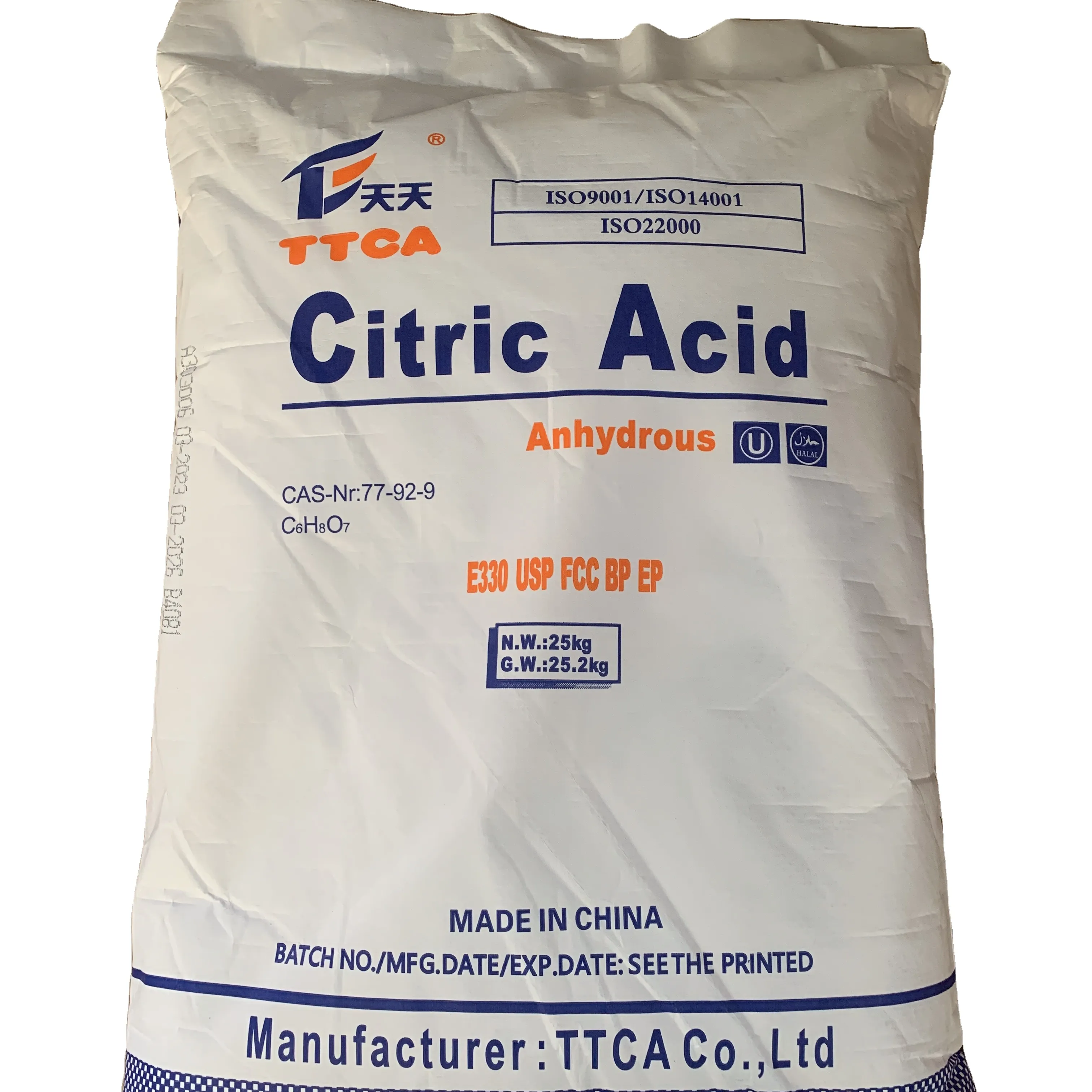 Acide citrique de haute qualité CAS 77-92-9 anhydre en stock acide citrique pour les additifs alimentaires