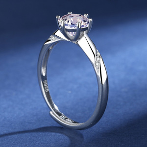 Customized Classic 6 Claw Design Round Cut 1CT VVS GRA Moissanite Fine Jewelry Daily Wear <strong>925</strong> <strong>Silver</strong> Adjustable <strong>Ring</strong> for Women - Product Image 5
