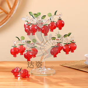 Darz <b>Crystal</b> Pomegranate <b>Tree</b> Red Glass Ornament Home Decoration Wedding Gift - Product Image 2