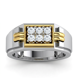 Bague en diamant de forme ronde pour homme, design de créateur |   Bague de mariage et de fiançailles de luxe pour homme |   Bijoux fins de luxe - Product Image 1