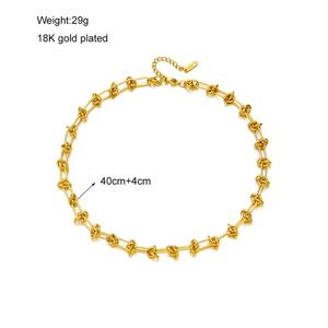 Set Perhiasan Kalung dan Gelang Gaya Punk Vintage Lapis Emas 18K dari Baja Anti Karat, Anti Luntur, Bersertifikat Pihak Ketiga, Hadiah untuk Wanita - Product Image 6