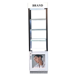APEX Floor Standing <strong>Rotating</strong> Jewelry <strong>Display</strong> <strong>Stand</strong> with LED Strip Glass Metal &amp; Wood Construction Drawer OEM/ODM Service - Product Image 2