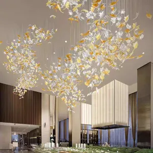 Moderne benutzer definierte dekorative Decke große Luxus Decke Kronleuchter benutzer definierte Lampe Ahorn Glas hängen Hotel Pendel leuchte