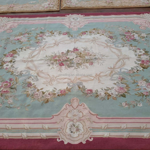 Tapis <span class=keywords><strong>Aubusson</strong></span> en laine noués à la main de couleur claire 6x9 Fabriqués à la main en France et en Chine pour la <span class=keywords><strong>chambre</strong></span> à coucher et le salon - Product Image 2