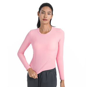 Nuove di questa settimana magliette da ragazza per il Fitness con costine di Yoga a maniche lunghe traspiranti per lo Yoga - Product Image 3