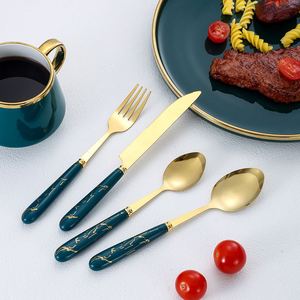 High Quality 24-Piece Stainless Steel Flatware Set <b>Knife</b> <b>Fork</b> Spoon Plastic Handle Eco Friendly Dishwasher Safe Modern Wedding - Product Image 4