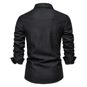 Nouvelle arrivée Service OEM Chemises en jean grande taille pour hommes Conception personnalisée Chemises en jean en denim élégantes confortables et lavées de BD - Product Image 4