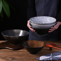 Vente en gros de bols à ramen en céramique de forme ronde, 7/8/9 pouces, bol à salade en porcelaine pour restaurant
