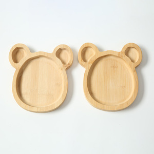 Bamboo <b>Apple</b> Shaped Plate For Children Kids Fruit Tray Dinner Plate Home Use Solid Color Camel 2-4 Years - Product Image 4