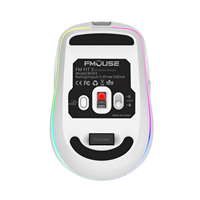 Mouse Nirkabel Ergonomis Portabel FMOUSE dengan Lampu LED, DPI yang Dapat Disesuaikan, 7 Tombol, Warna Pink, Abu-abu, Hitam untuk Penggunaan Perjalanan