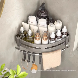 Étagère de salle de bain murale triangulaire moderne en aluminium, sans perçage, robuste, résistante à l'eau, pour douche - Product Image 2