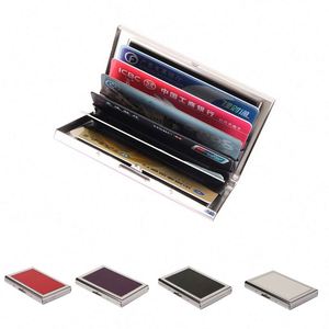 Porte-cartes de visite rectangulaire en cuir et acier inoxydable de luxe, personnalisable, multifonctionnel, vintage, court, de haute qualité - Product Image 1