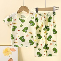 Ensemble de vêtements de nuit pour enfants, garçons et filles, en coton, manches courtes, imprimé de dessins animés mignons, pyjama deux pièces, vêtements de détente unisexes, vêtements pour tout-petits