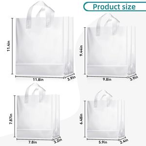 Frosted Plastic Gift Bags 4 Inch Clear With Handles Durable For Birthday Christmas Small Business Use - Product Image 2