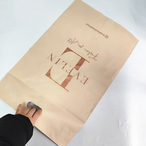 Recyclable Custom Logo Ecommerce Packaging Waterproof Mailers Clothing Express Beige <b>Plastic</b> Shipping Bags with Handle - Product Image 1