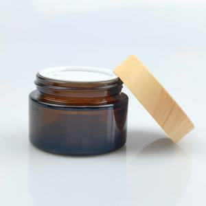 Pot en verre ambré givré de luxe écologique avec couvercles en bambou pour beurre corporel, avec couvercle en métal, bambou ou plastique - Product Image 6