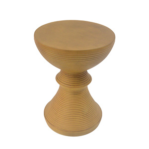 Ribbed Natural Concrete Outdoor Side <b>Table</b> 16 In Hourglass Design Weather Resistant <b>Patio</b> Garden Balcony Accent - Product Image 6