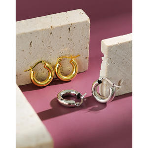 Винтажные полые толстые круглые 925 серьги-кольца из стерлингового серебра 18k позолоченные S925 Серебряные серьги-кольца для девочек - Product Image 6