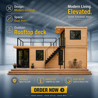Maison modulaire en conteneur à deux étages, aspect bois, villa mobile préfabriquée avec terrasse, maison d'hôtes pour camping et complexe hôtelier