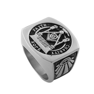 Yunnique Freemason <b>Ring</b> Men's Silver Shield Shape Geometric Design Gift Jewelry Made in Dongguan 21005 - Product Image 5