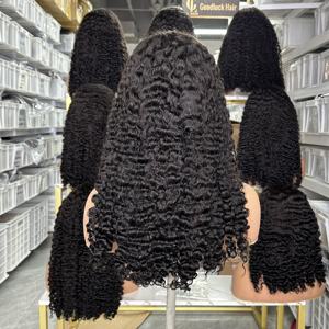 Peluca Rizada Birmana de Doble Trama, Cabello Vietnamita Virgen, Pelucas sin Pegamento, Cabello Humano con Frente de Encaje, Peluca de Cabello Humano - Product Image 1