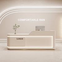 Comptoir de bar élégant en MDF laqué, bureau de caisse avec rangement pour salons de beauté, magasins de vêtements, bureaux de réception compacts, soins de santé