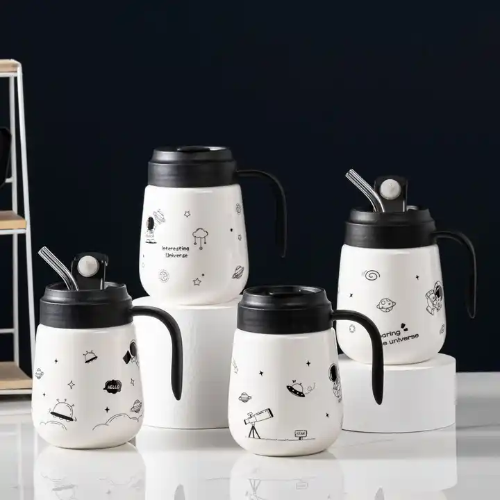 Cute Cartoon Ceramic Water Cup Wholesale Mug Student Portable Thermos Cup  Office Drinking Cup With Straw And Lid For Students - Buy Cute Cartoon  Ceramic Water Cup Wholesale Mug Student Portable Thermos