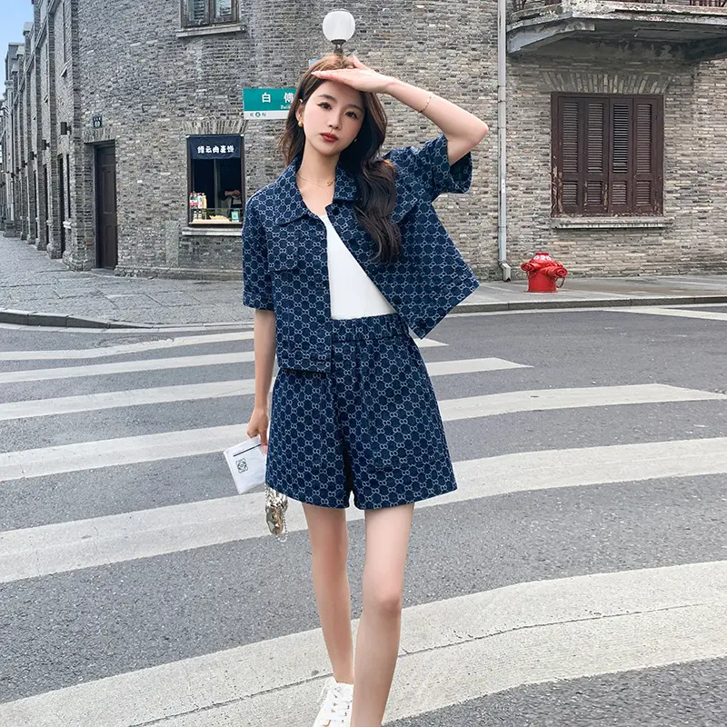 2023 été Vintage Hong Kong Style mode nouveau short à manches courtes femmes vêtements deux pièces ensemble
