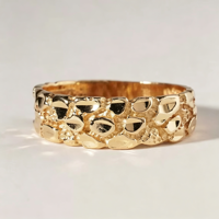 Personalizado 9K 10K 14K 18K oro sólido Pepita anillo banda hombre mujer Venta caliente Vvs Moissanite diamante Pepita banda anillo joyería fina