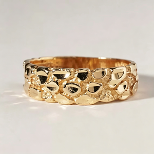 Custom 9K 10K 14K 18K Solid Gold Nugget <b>Ring</b> Band <b>Man</b> Women Hot Selling Vvs Moissanite Diamond Nugget Band <b>Ring</b> Fine Jewelry - Product Image 1