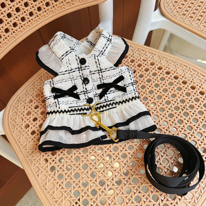 Chat chiot princesse à carreaux coton respirant robe d'été élégante avec nœud pour chats et chiens - Product Image 2