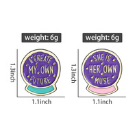 Féminisme magique boule de cristal broche émail broche je crée mon propre avenir elle est sa propre muse broches revers Badge bijoux femmes cadeau
