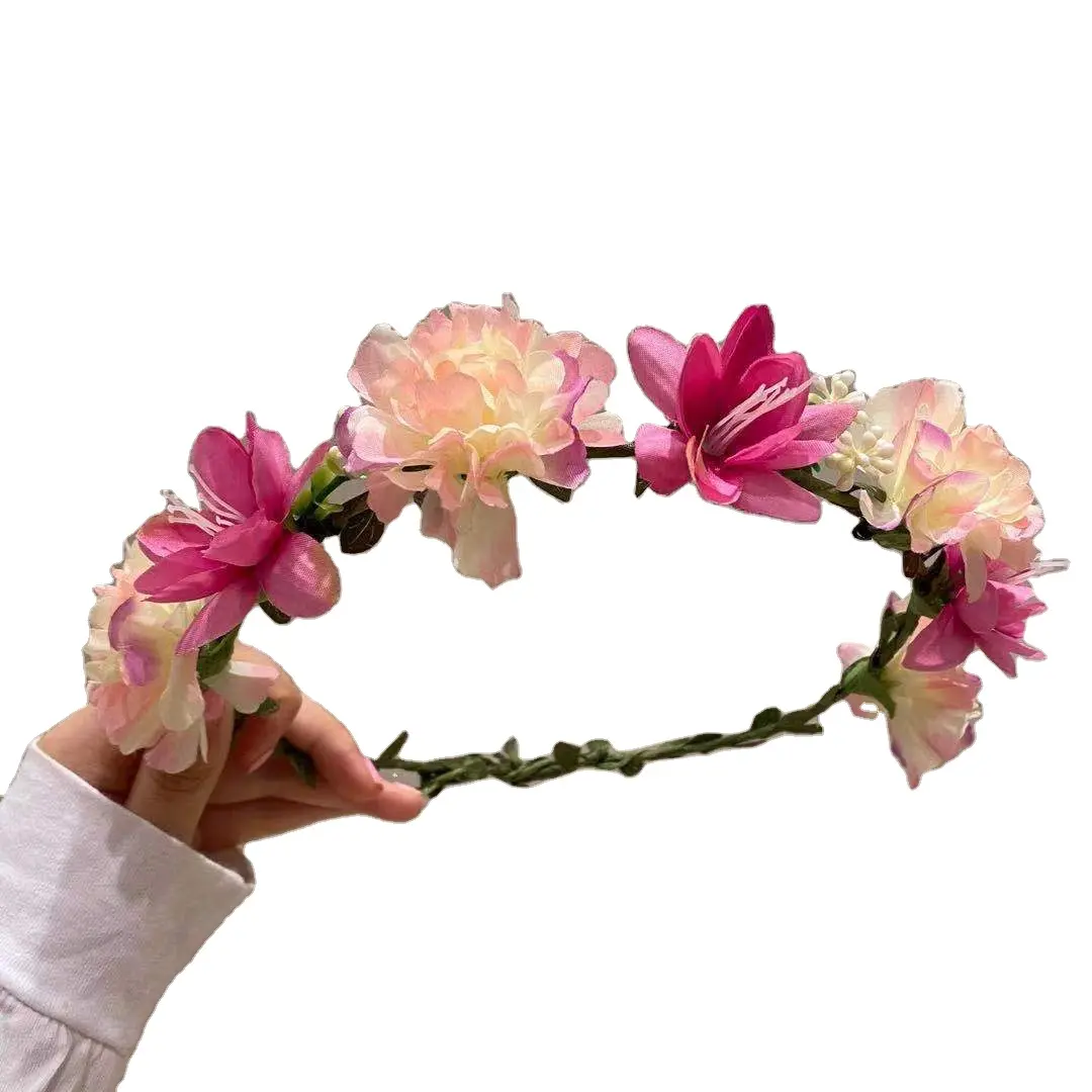 Blumenkrone verstellbare Band-Kopfbinde Hochzeitskrone für Brautmädchen Brautstrand-Kopfbänder