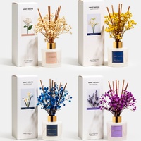 Ensemble diffuseur de parfum à bâtonnets de fleurs séchées en gros, bouteille en verre dépoli, diffuseur d'arômes pour la maison, décoration de table