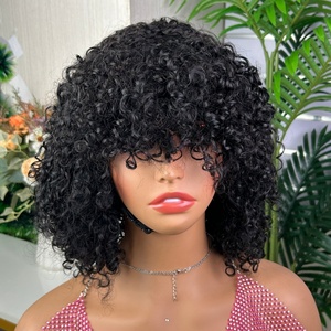 Good Quality Hot Selling Factory Price Double Drawn Virgin Fringe Pissy Curly <b>Wig</b> Human Hair <b>Wig</b> - Product Image 6