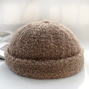 주문 로고 겨울 온난한 Brimless 야구 모자 공백 보통 어린 양 모직 Brimless 모자