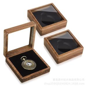 Wooden Pocket <b>Watch</b> Display Box Walnut Wood Rectangular Dustproof Storage <b>Case</b> For Jewelry Collectibles - Product Image 4