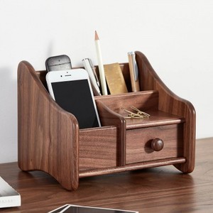 Caja de almacenamiento de escritorio de madera maciza con cajón para organizadores de escritorio de oficina - Product Image 4