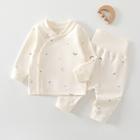 [Penutup Kancing di Bagian Kaki] Set Pakaian Dalam Bayi Katun Murni Musim Semi/Gugur Motif Kartun Lucu, Menyerap Keringat, Tanpa Jahitan, Kancing Samping, Melindungi