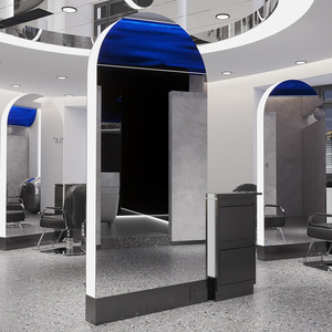 Estación <span class=keywords><strong>de</strong></span> espejo <span class=keywords><strong>de</strong></span> doble cara cuadrada decorativa sin marco para salón <span class=keywords><strong>de</strong></span> belleza, barbería - Product Image 3