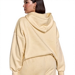 Ensemble sweat à capuche zippé et pantalon ample en jersey doux 280 GSM 100 % coton tricoté pour femme, personnalisable avec logo OEM, idéal pour la mode hivernale (vente en gros) - Product Image 6