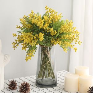 Frijoles de acacia de bayas artificiales de alta calidad, Mimosa amarilla, para decoración de interiores, venta al por mayor - Product Image 4