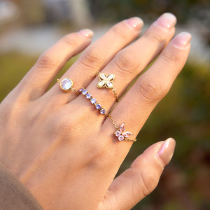 <b>Adjustable</b> Pull-Out <b>Ring</b> With Zircon Butterfly Design For Everyday Wear Unisex Jewelry - Product Image 3