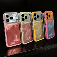 Coque de téléphone de luxe coréenne et japonaise à couleurs contrastées pour iPhone 18 Pro Max 17 16 15 Pro, texture IMD effet froissé et feuille d'étain, antichoc