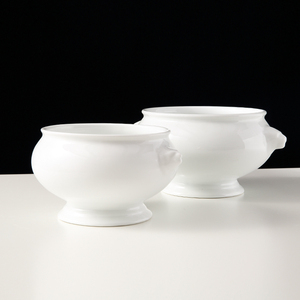 WEIYE الكلاسيكية كبيرة الحجم الخزف القدمين الأسد رئيس الأبيض الكبير سلطانية خزف للشوربة ل حساء البصل الفرنسي - Product Image 1