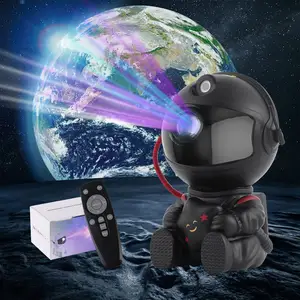 KSWIN-proyector de astronauta sentado en negro, luz de estrella de onda del océano, Galaxia, proyector led de astronauta para bebé, lámpara de noche estrellada
