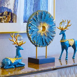 3ピース/セット北欧の置物装飾リビングルームキャビネットクリエイティブ樹脂ギフト工芸品鹿像屋内家の装飾工芸品
