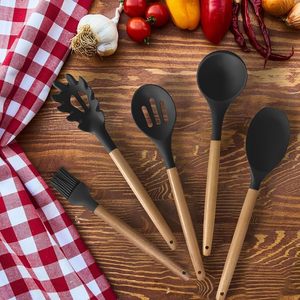 Ensemble de 14 ustensiles de cuisine en silicone : spatules, cuillères, louches avec manche – Outils de cuisine - Product Image 5